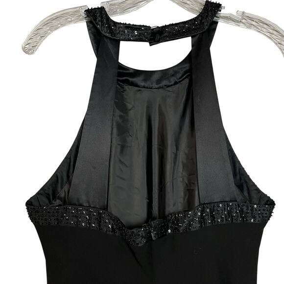 Jones New York Sleeveless Beaded High Neck Black Midi DressLow Cut Back  12 3025 - Picture 5 of 8